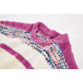 Women's Knitted Neps Yarn Striped Crew-Neck Pullover